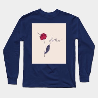 Romantic print with one line art flower Long Sleeve T-Shirt